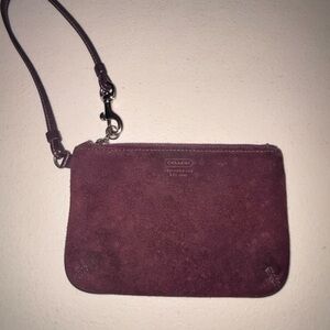 Coach Suede Plum Wristlet